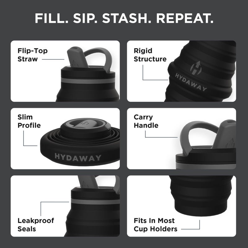 HYDAWAY 25oz Collapsible Water Bottle - BPA-Free, Leakproof, Lightweight, and Space-Saving - Perfect for Hiking, Travel, and All-Day Hydration - Image 4